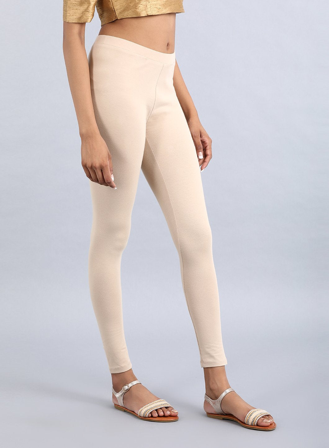 Beige Ankle Length Tights