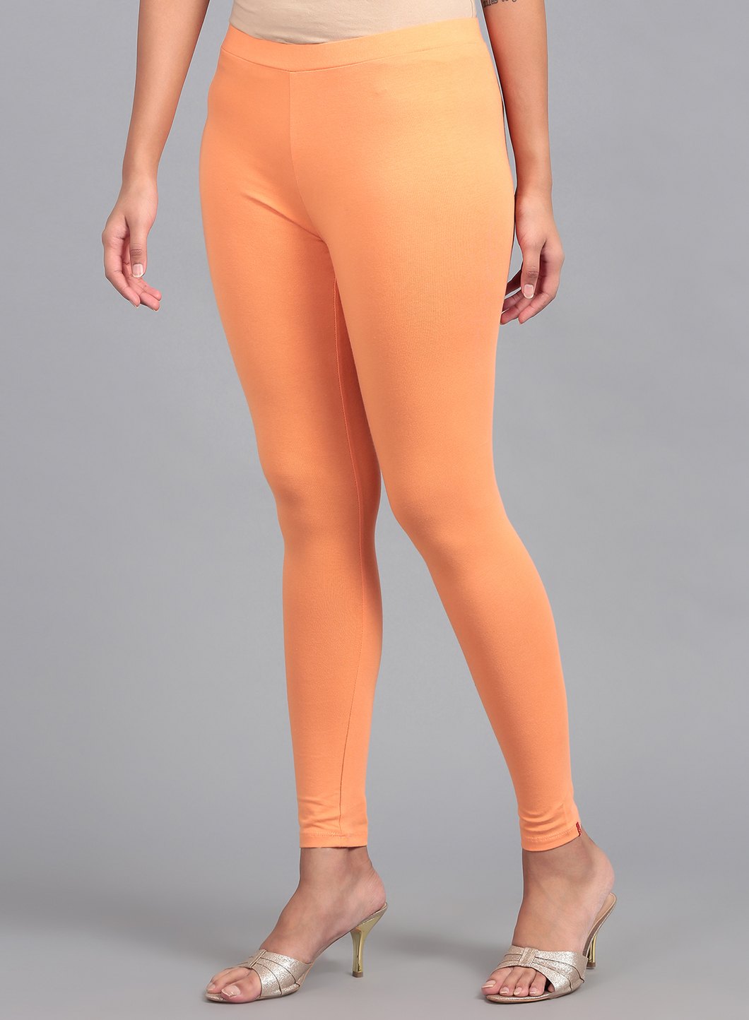 Orange Solid Tights