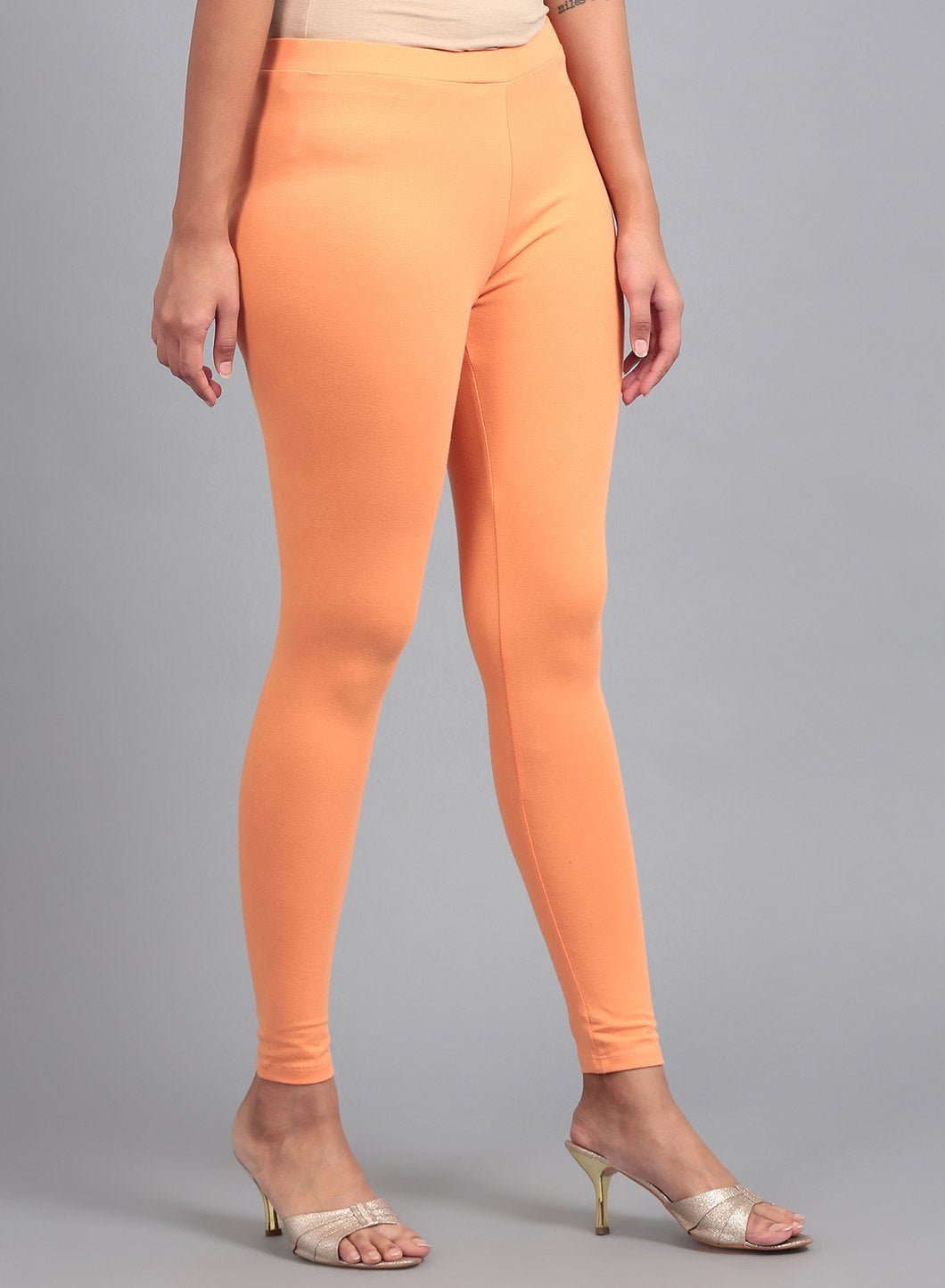 Orange Solid Tights