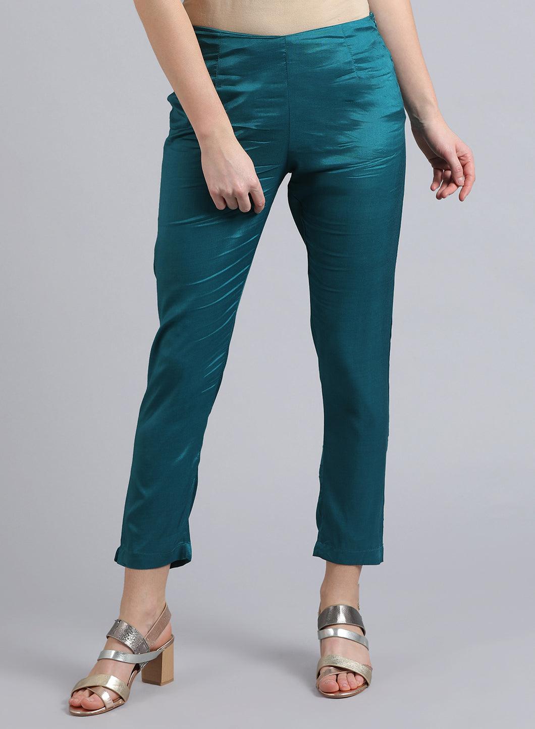 Blue Solid Trousers - wforwoman