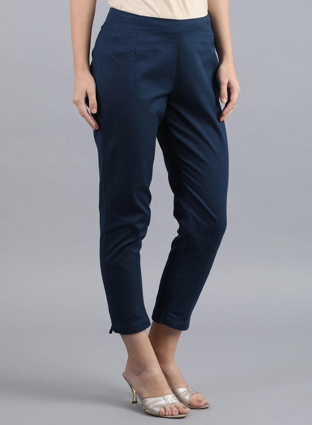 Blue Ankle Length Trouser - wforwoman