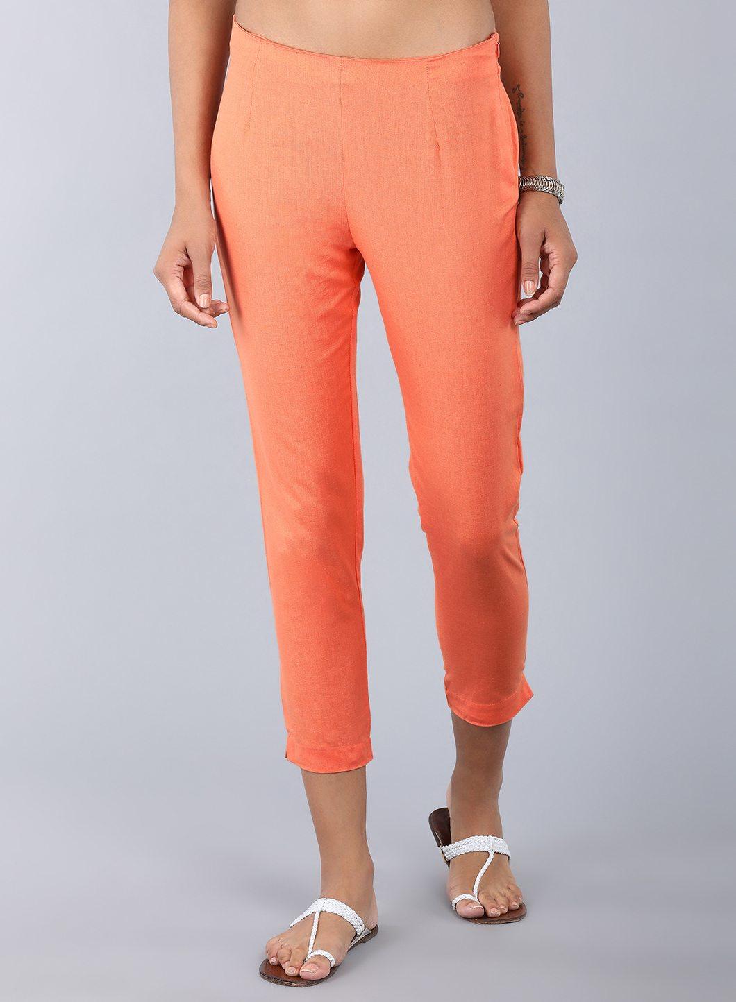 Peach Ankle-Length Trousers - wforwoman