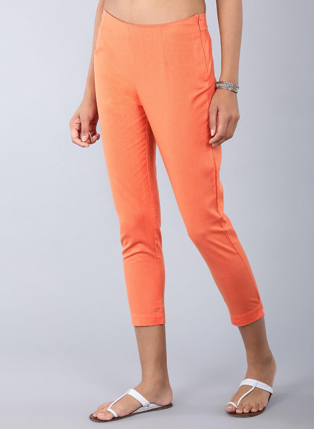 Peach Ankle-Length Trousers - wforwoman