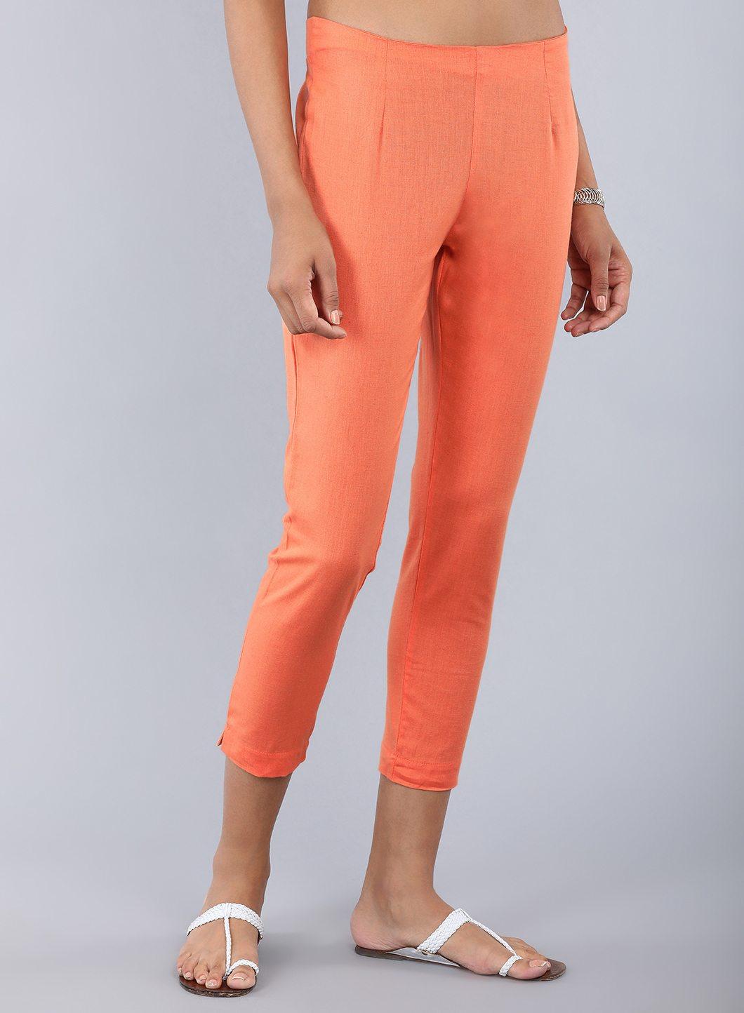 Peach Ankle-Length Trousers - wforwoman