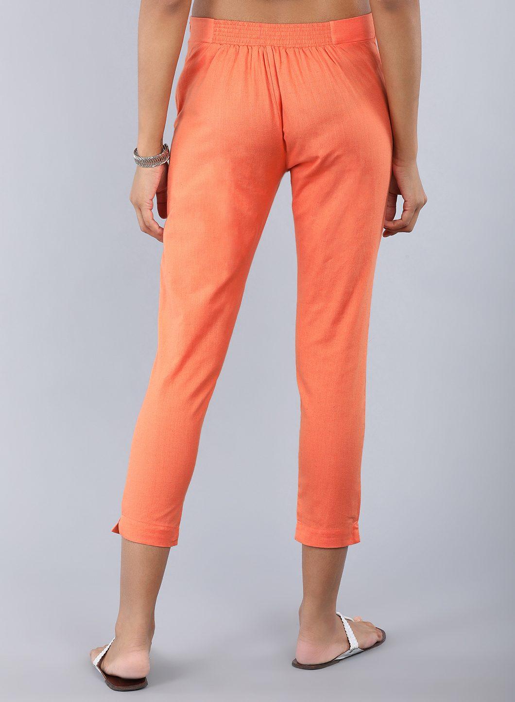 Peach Ankle-Length Trousers - wforwoman