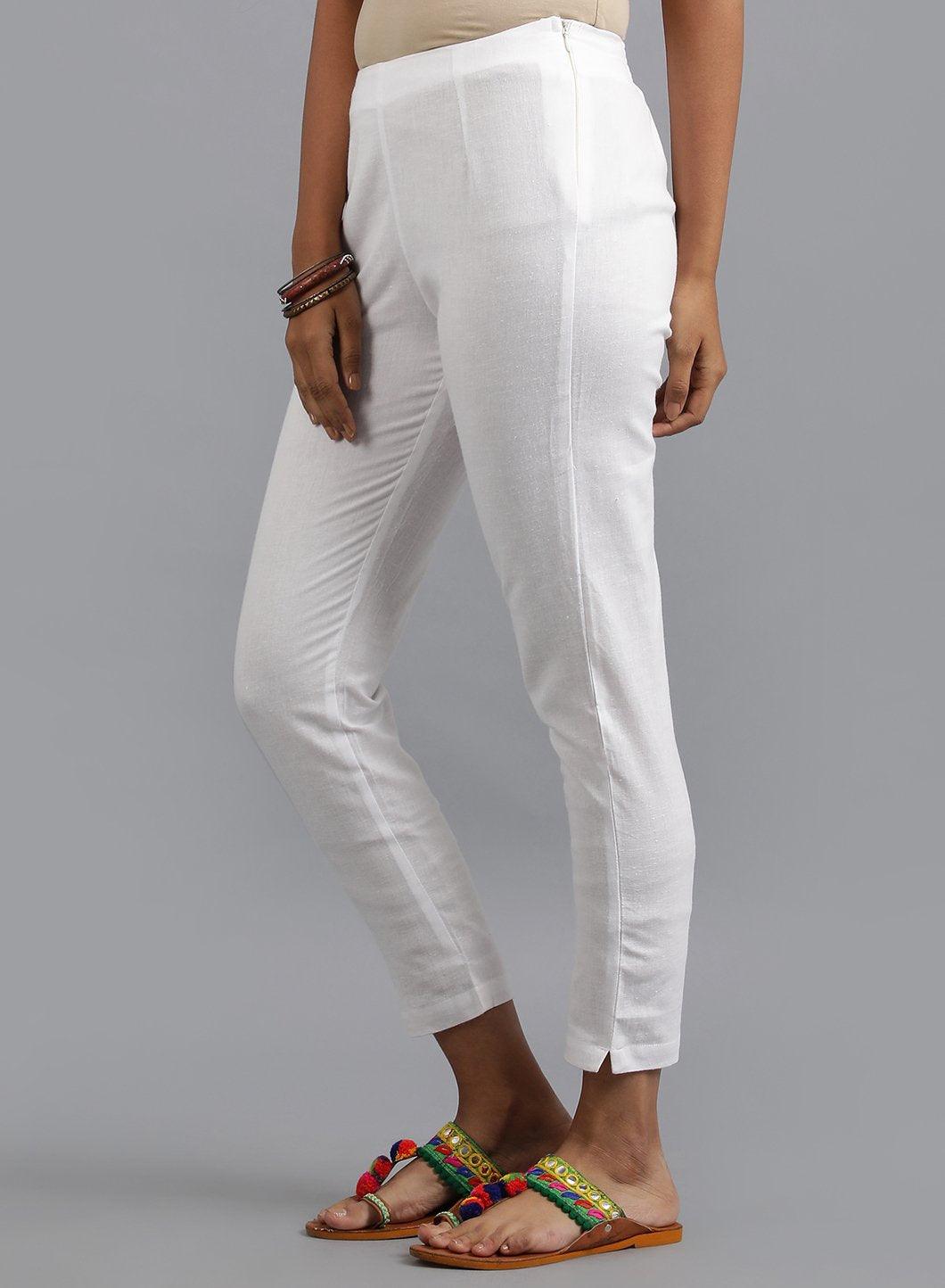 White Slim Fit Pants - wforwoman