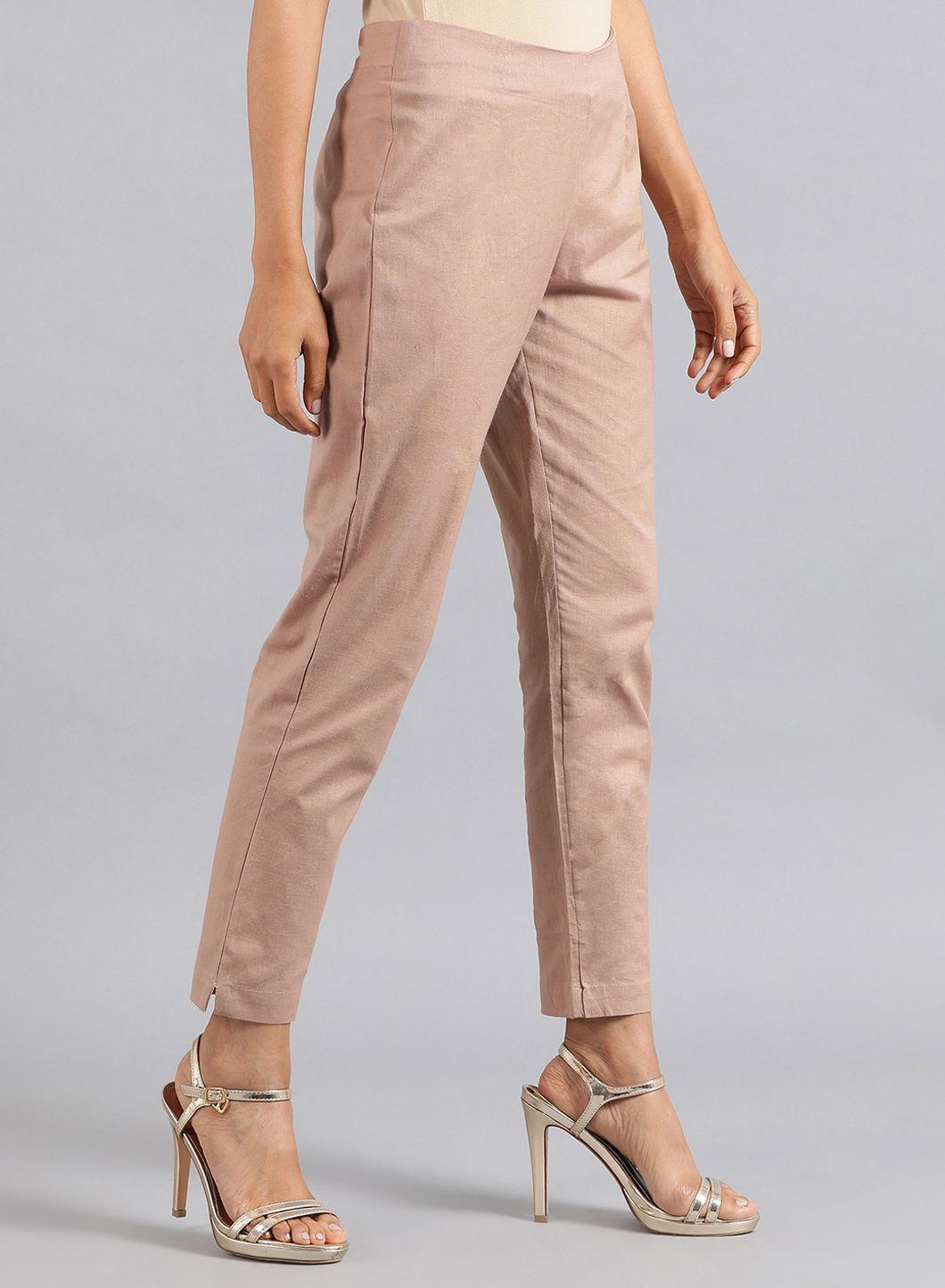 Dark Gold Solid Trousers - wforwoman