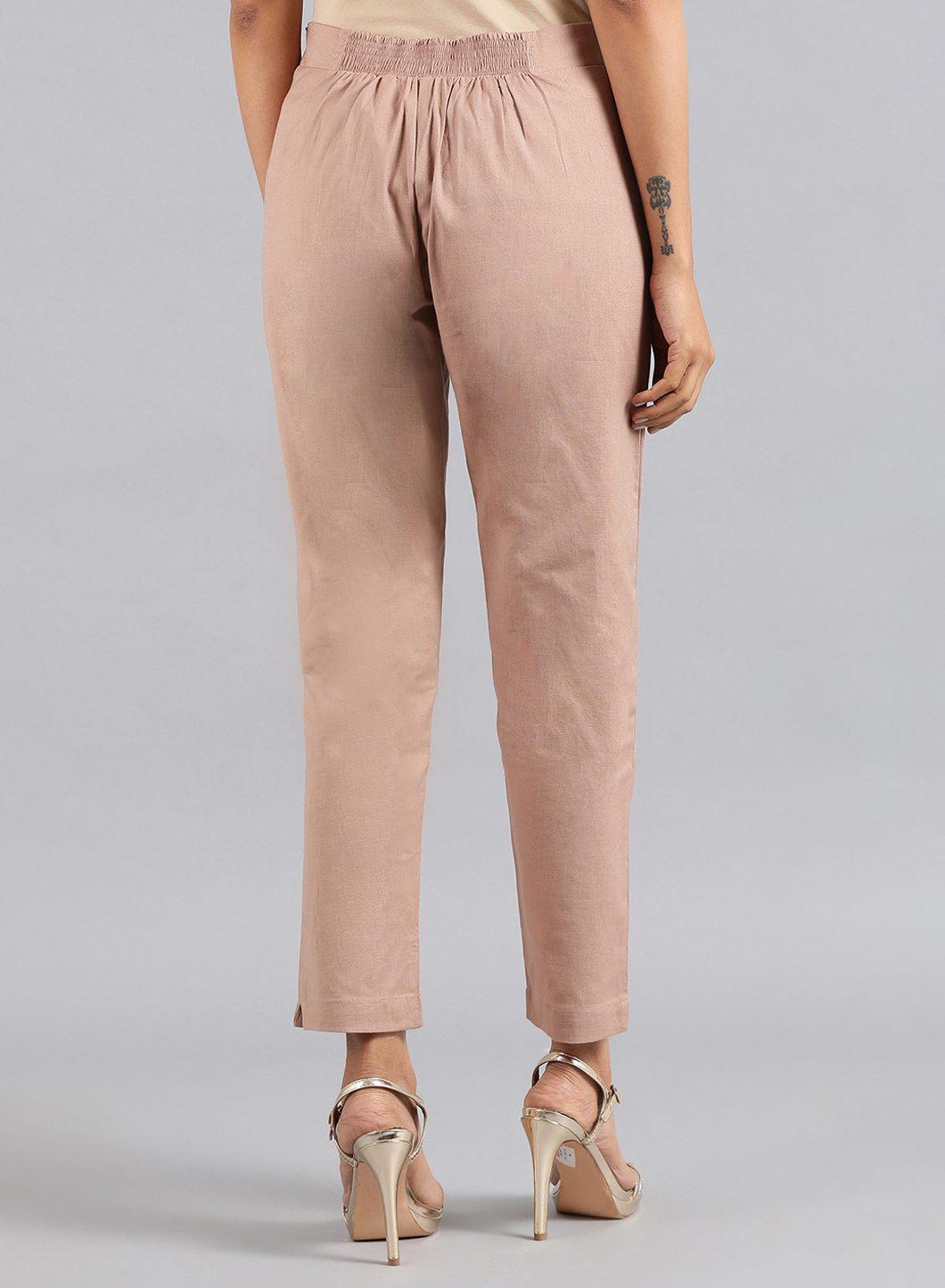 Dark Gold Solid Trousers - wforwoman