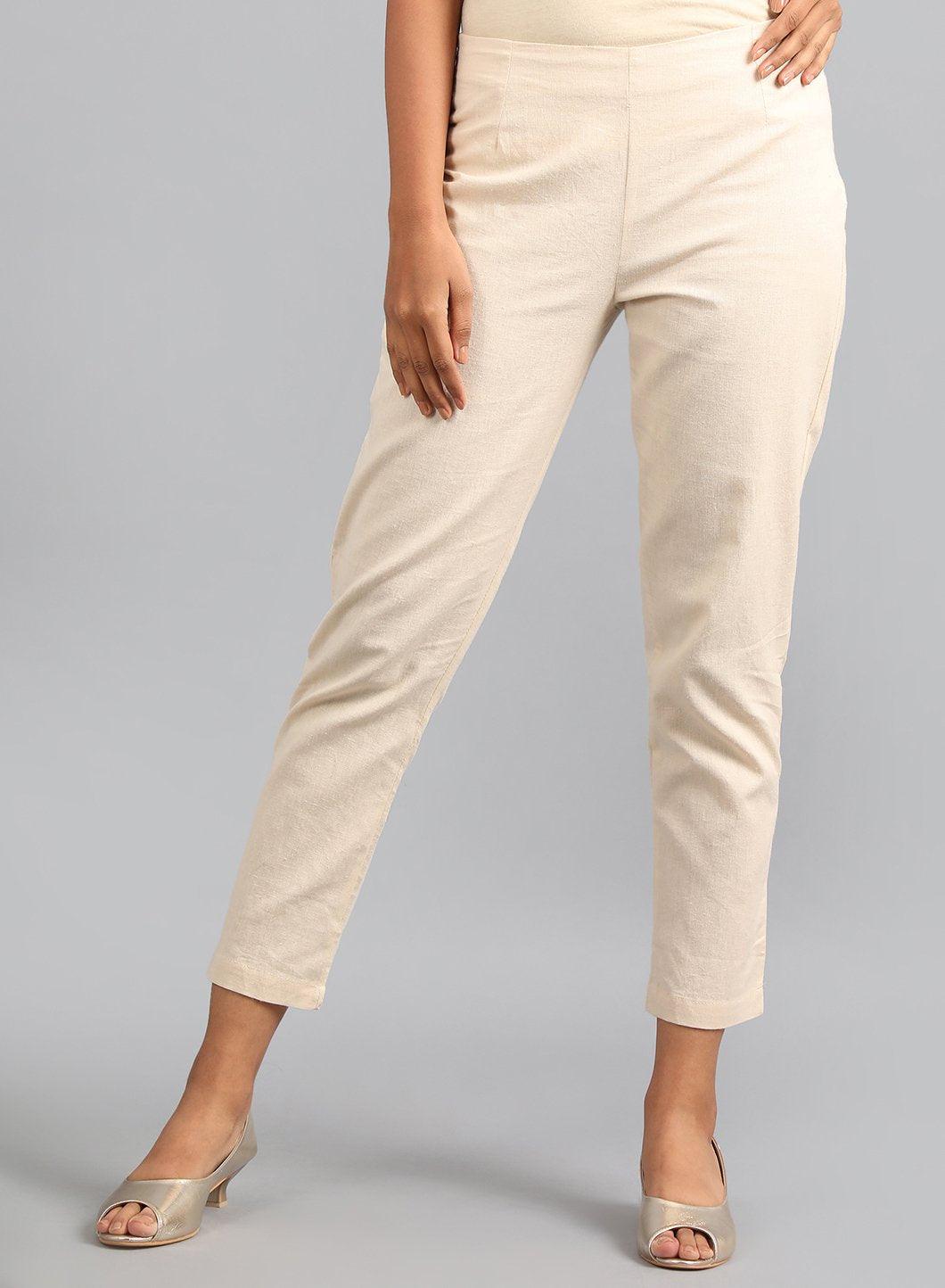 Beige Ankle Length Trouser - wforwoman