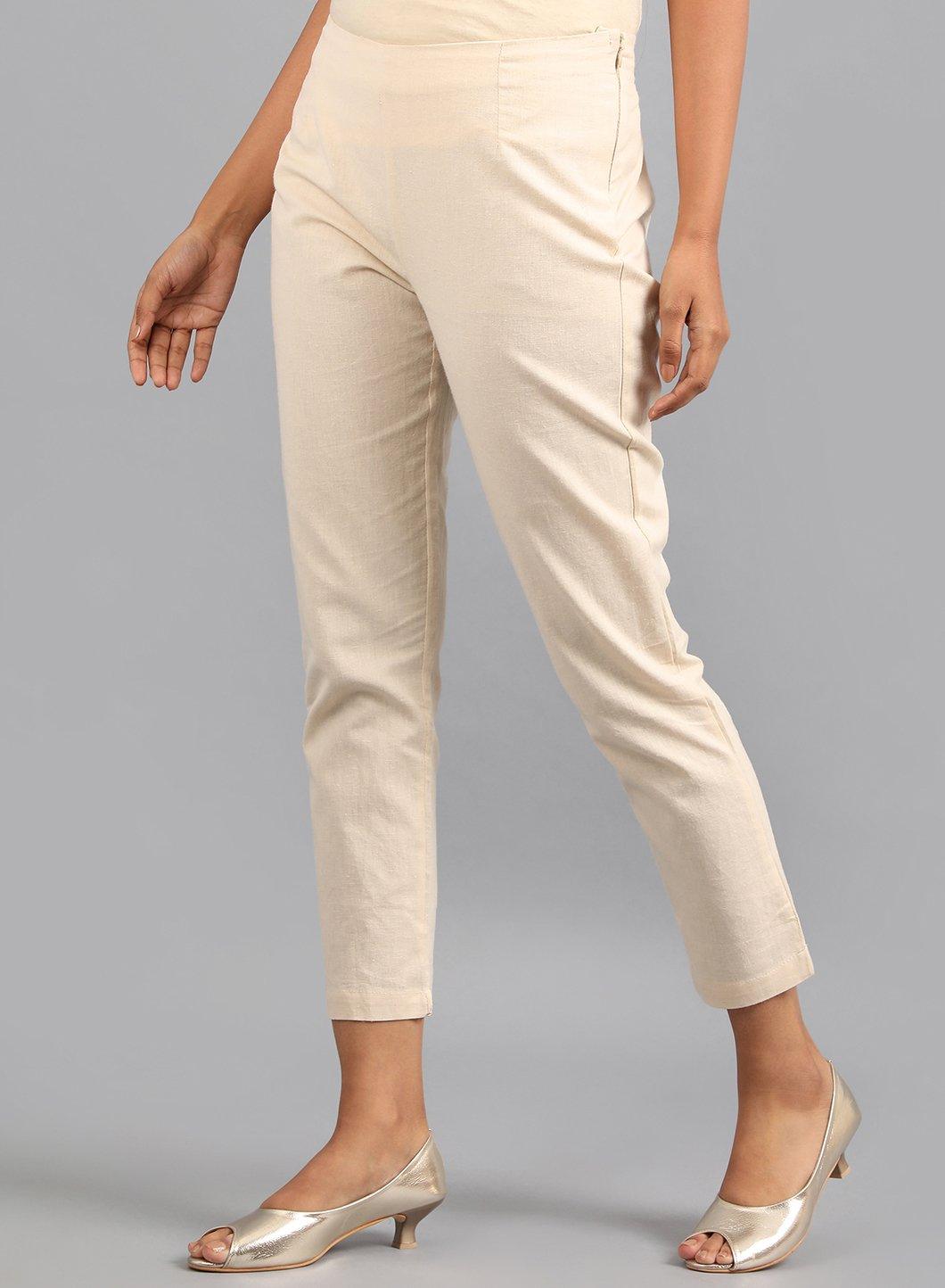 Beige Ankle Length Trouser - wforwoman