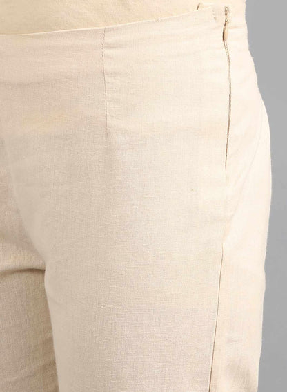 Beige Ankle Length Trouser - wforwoman