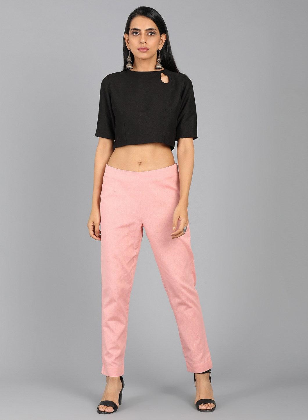 Pink Ankle-Length Trousers - wforwoman