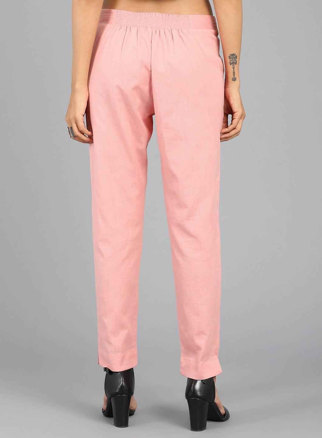 Pink Ankle-Length Trousers - wforwoman