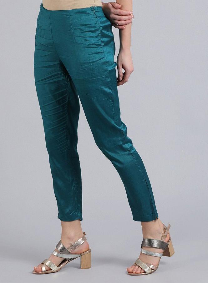 Blue Solid Trousers - wforwoman