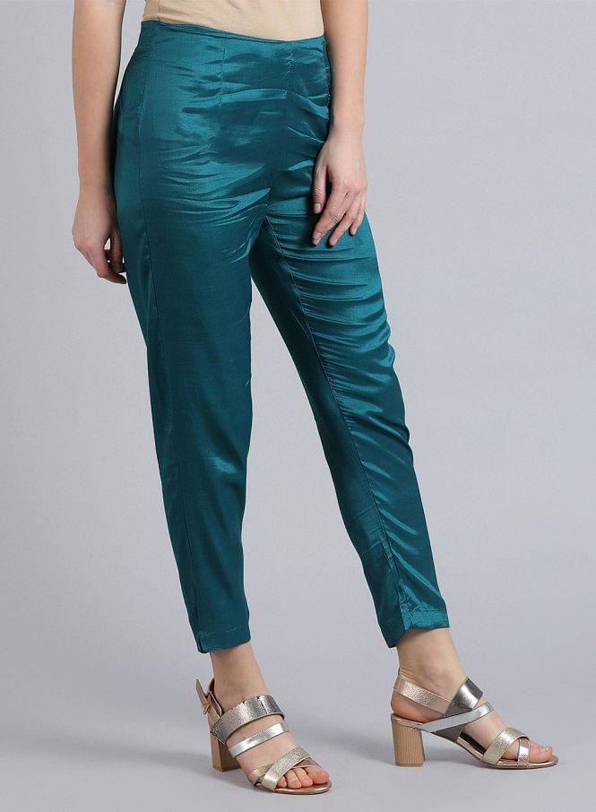 Blue Solid Trousers - wforwoman