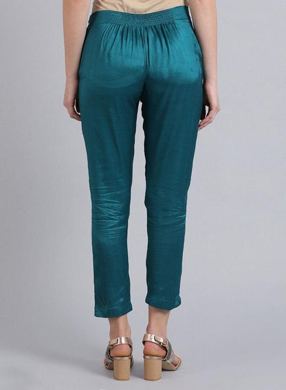 Blue Solid Trousers - wforwoman