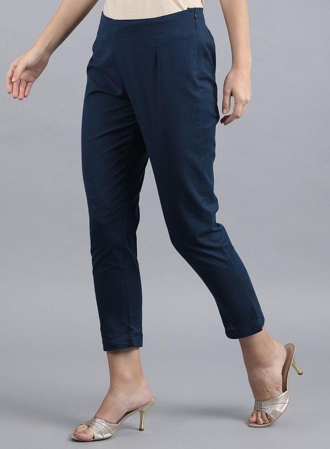 Blue Ankle Length Trouser - wforwoman