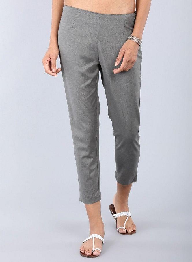 Grey Ankle-Length Trousers - wforwoman