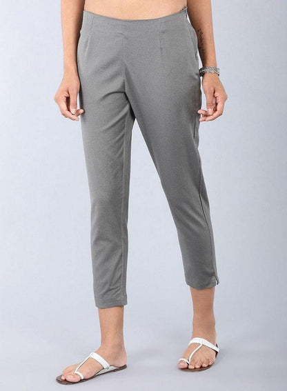 Grey Ankle-Length Trousers - wforwoman