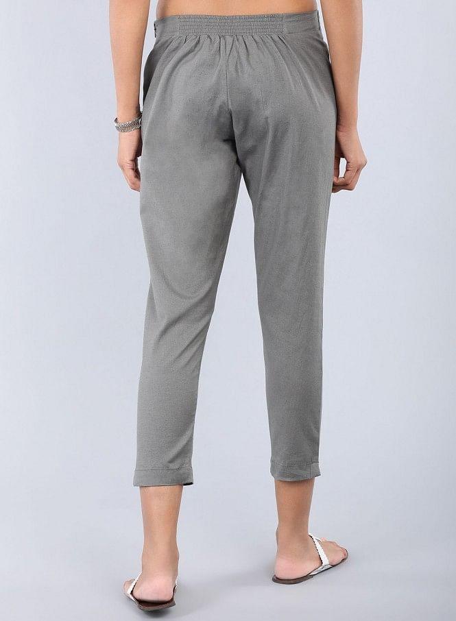 Grey Ankle-Length Trousers - wforwoman