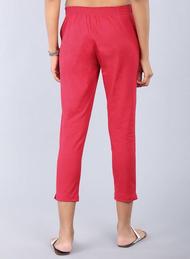 Red Ankle-Length Trousers - wforwoman