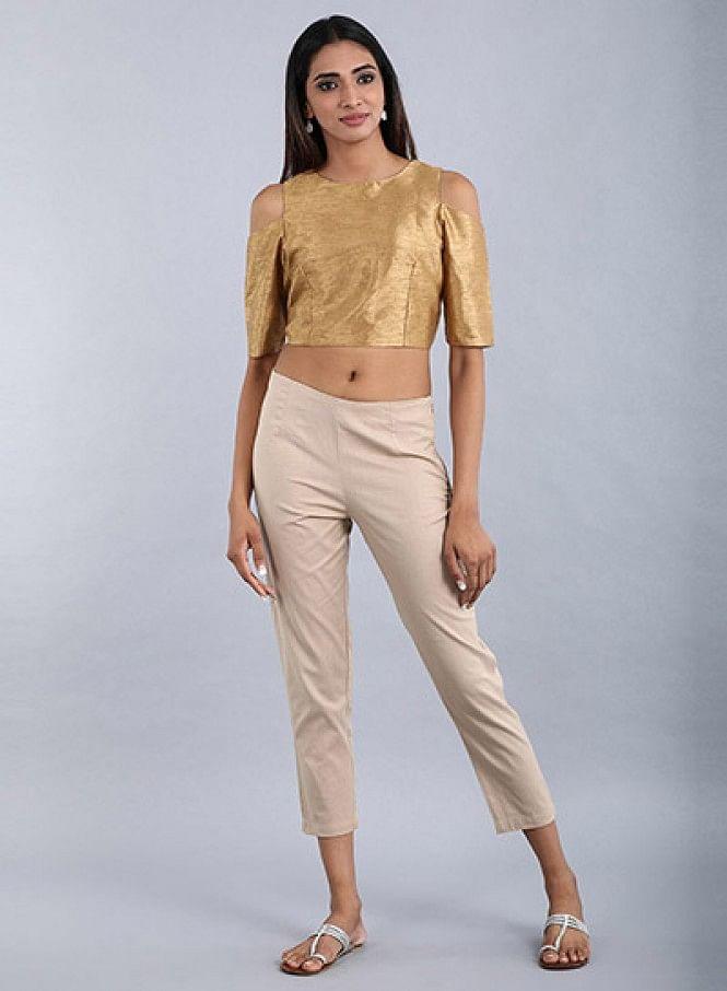 Beige Ankle-Length Trousers - wforwoman