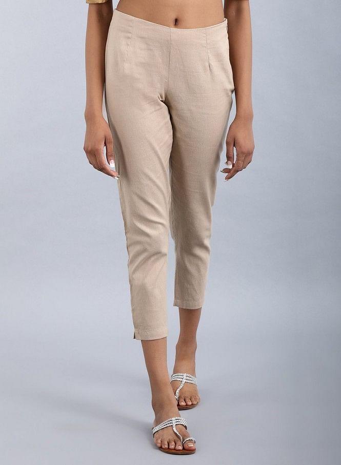 Beige Ankle-Length Trousers - wforwoman