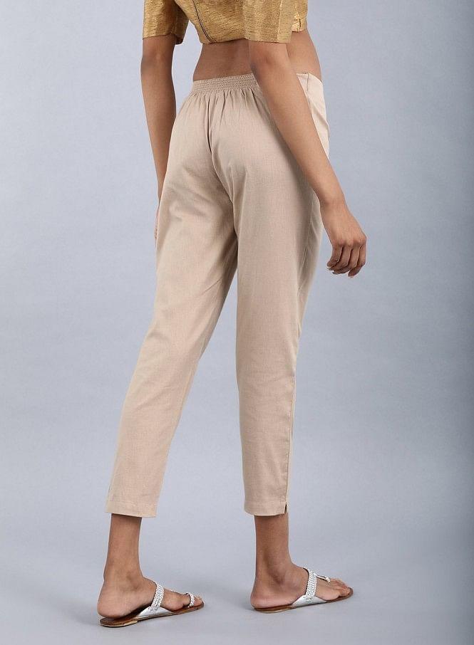 Beige Ankle-Length Trousers - wforwoman