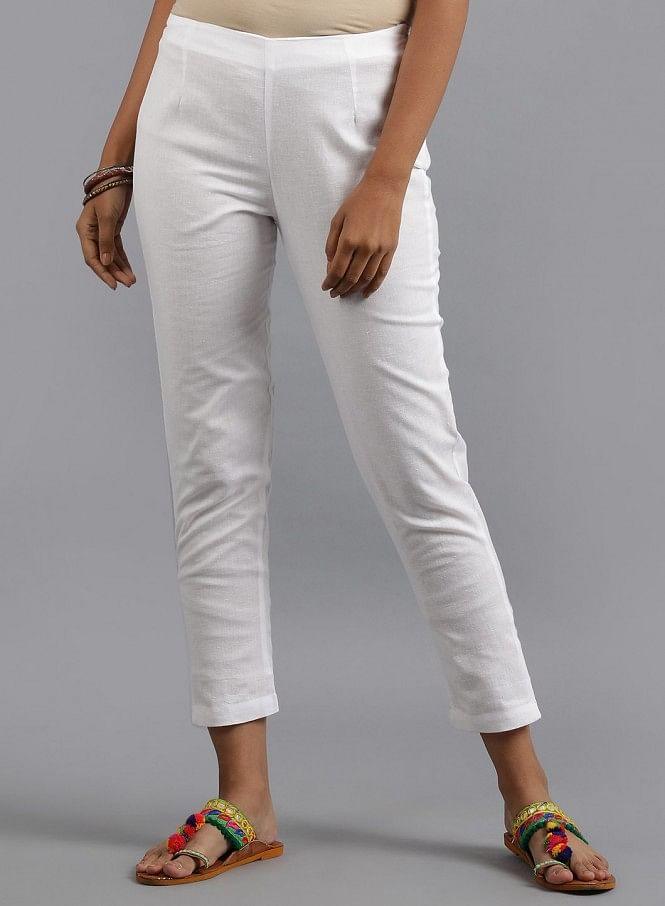 White Slim Fit Pants - wforwoman