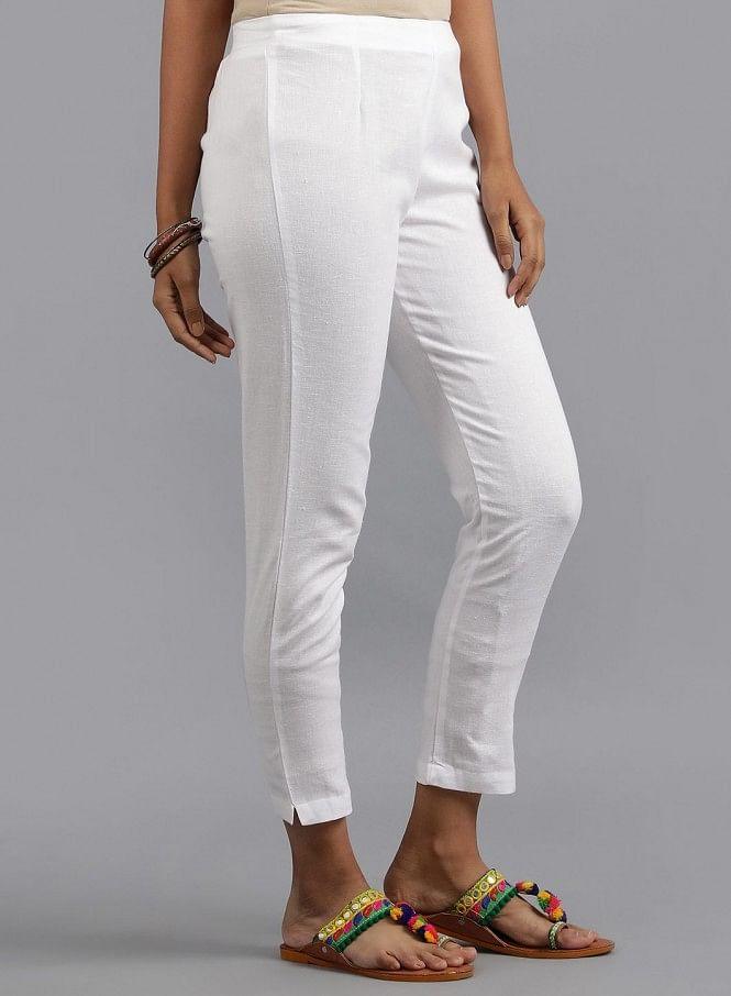 White Slim Fit Pants - wforwoman