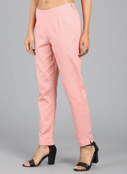 Pink Ankle-Length Trousers - wforwoman