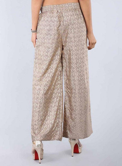 Gold Printed Palazzo Pants - wforwoman