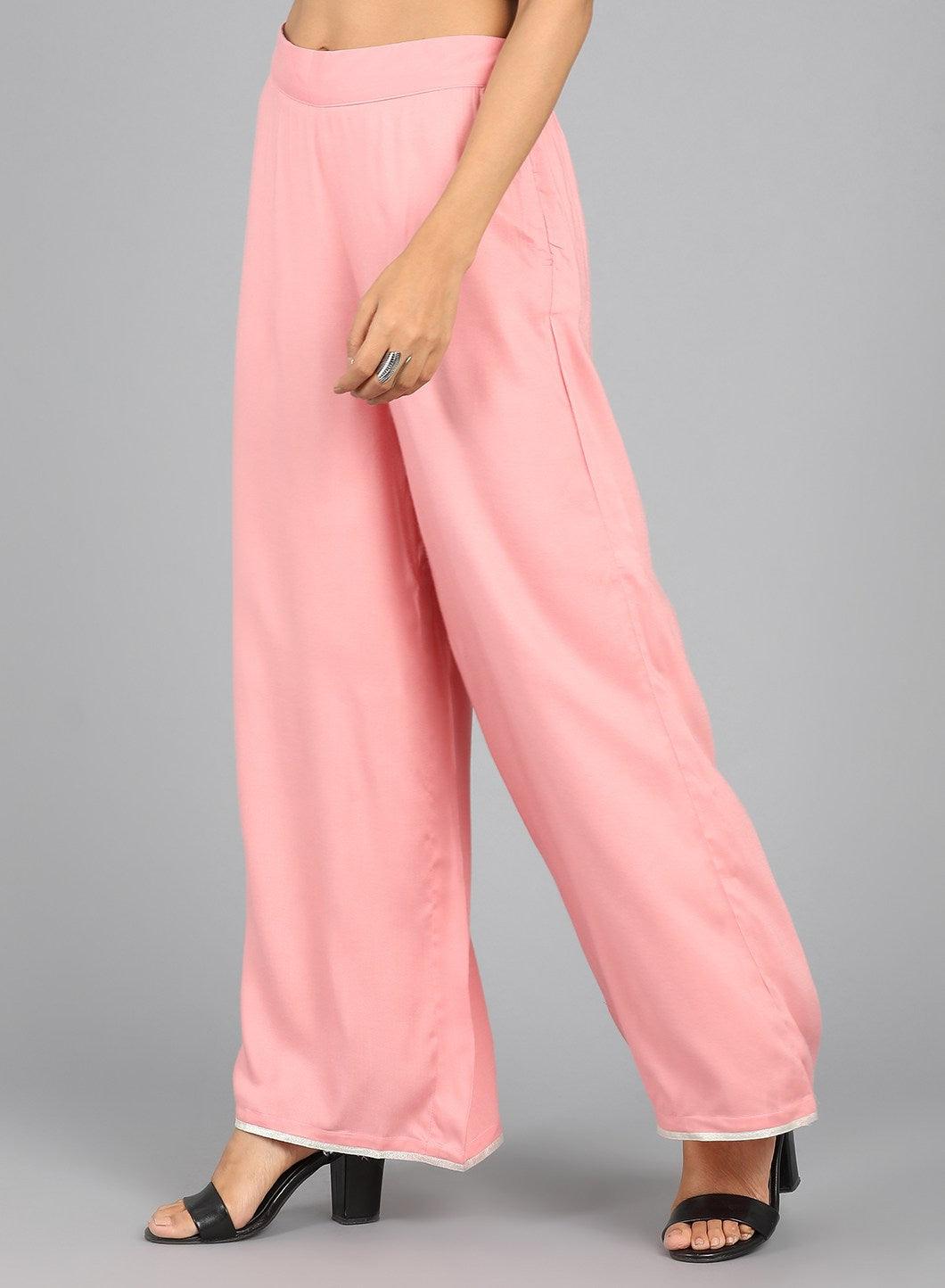 Pink Crinkled Pants - wforwoman