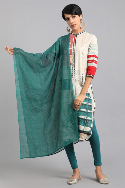 Teal Solid Dupatta