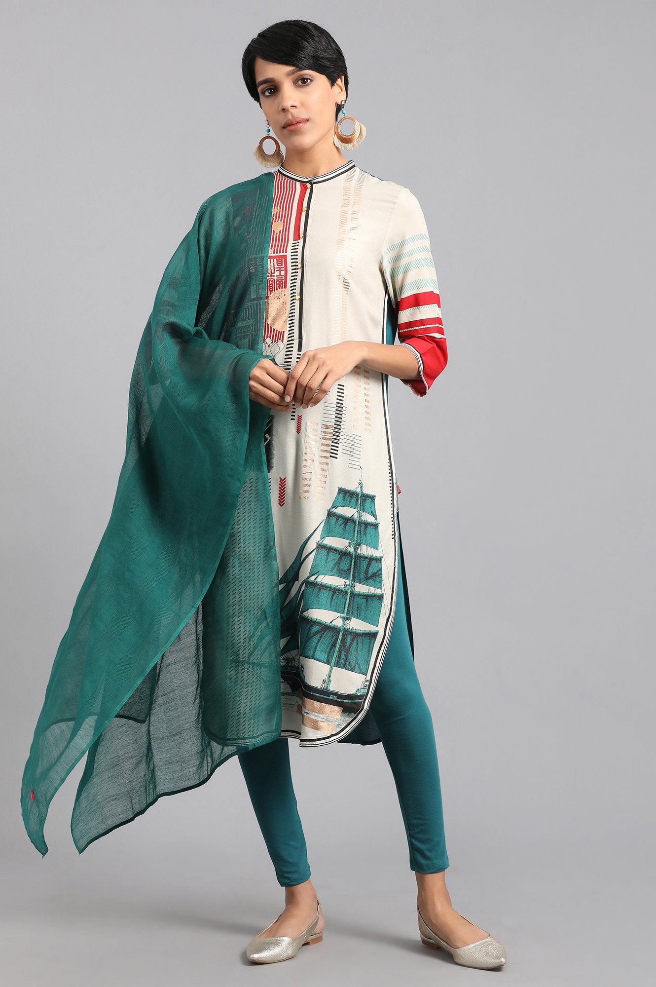 Teal Solid Dupatta