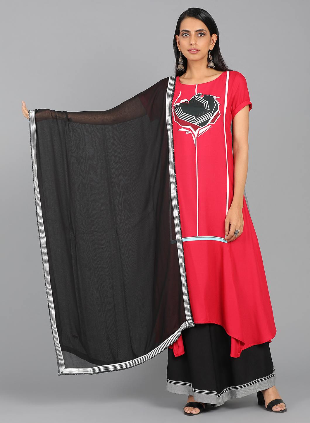 Black Solid Dupatta