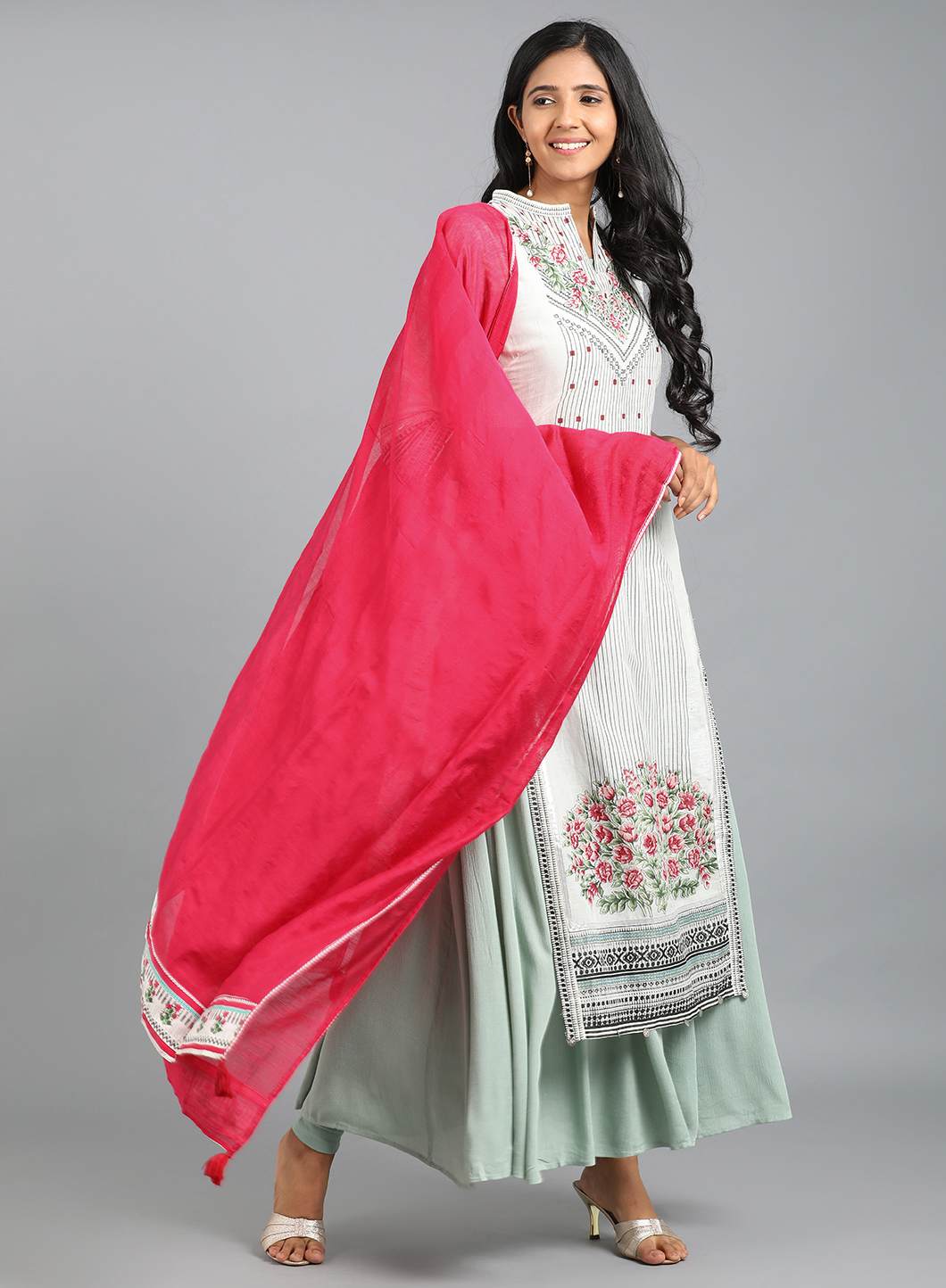 Pink Solid Dupatta