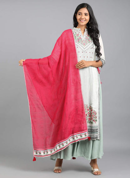 Pink Solid Dupatta