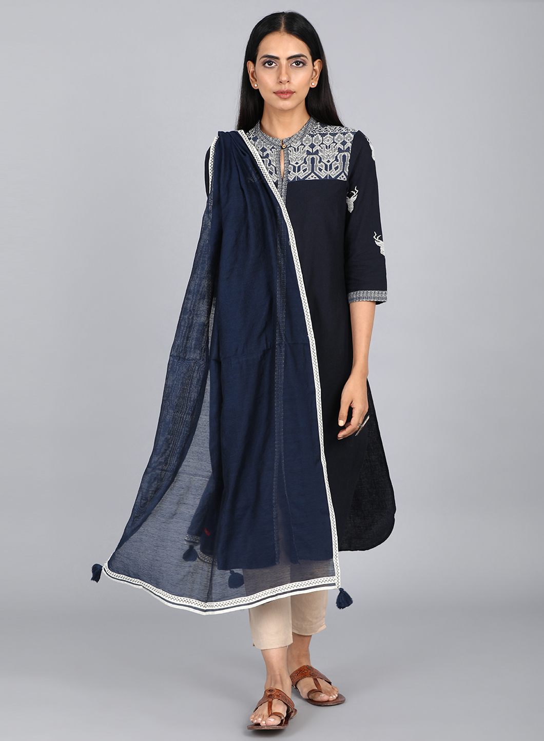 Blue Solid Dupatta