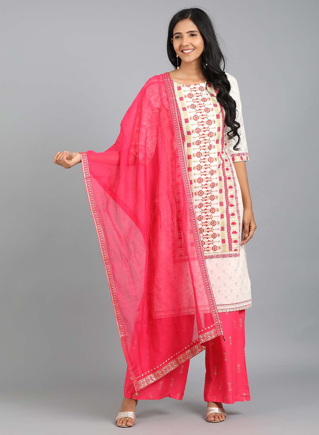 Pink Solid Dupatta