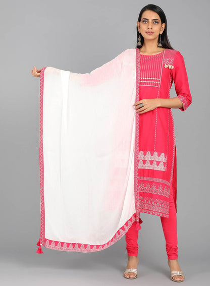 White Solid Dupatta