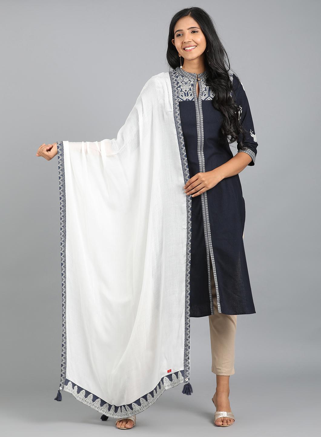 White Solid Dupatta