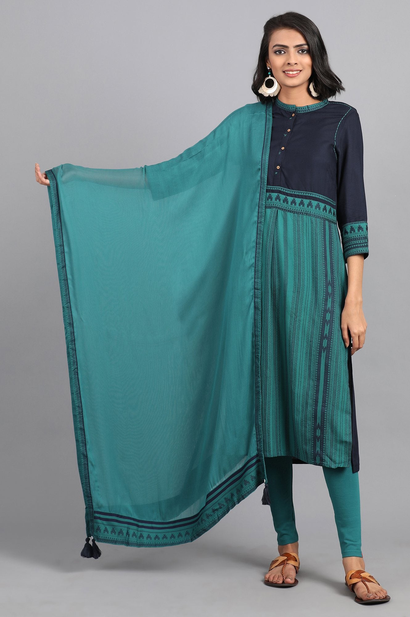 Blue Solid Dupatta