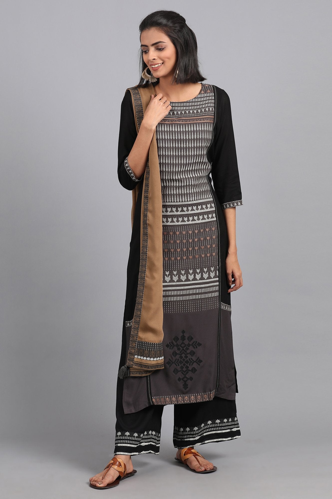 Brown Solid Dupatta