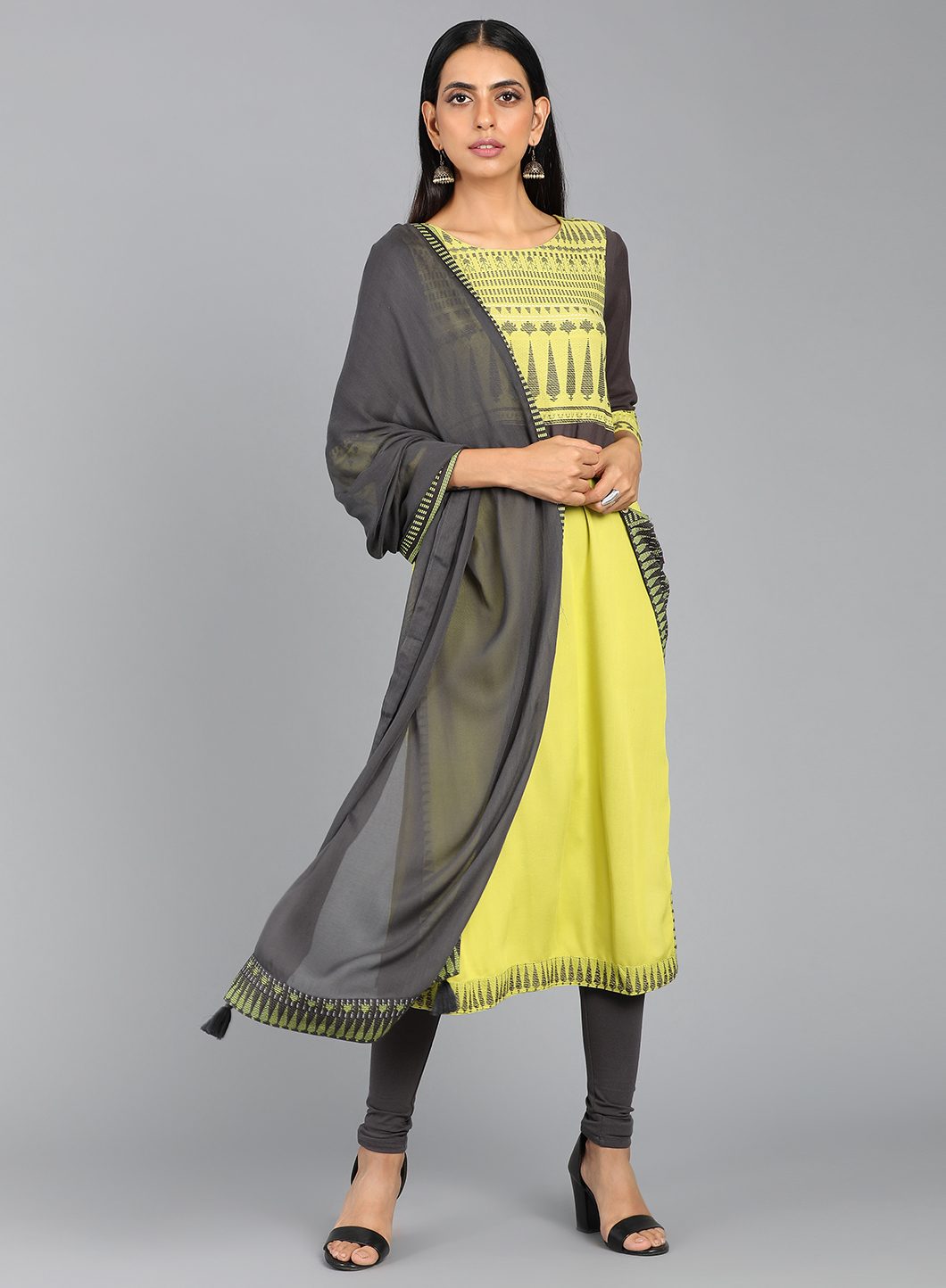 Deep Grey Solid Dupatta