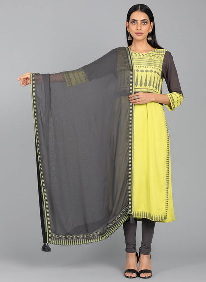 Deep Grey Solid Dupatta