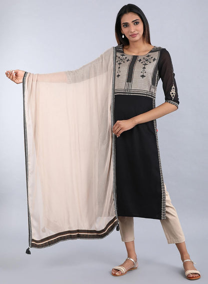 Beige Solid Dupatta