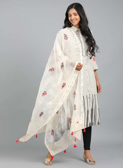 White Embroidered Dupatta