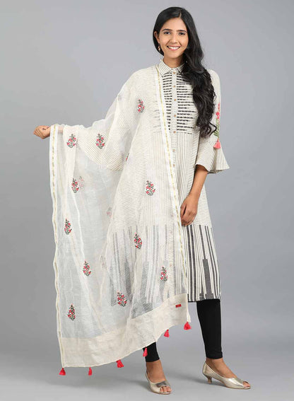 White Embroidered Dupatta