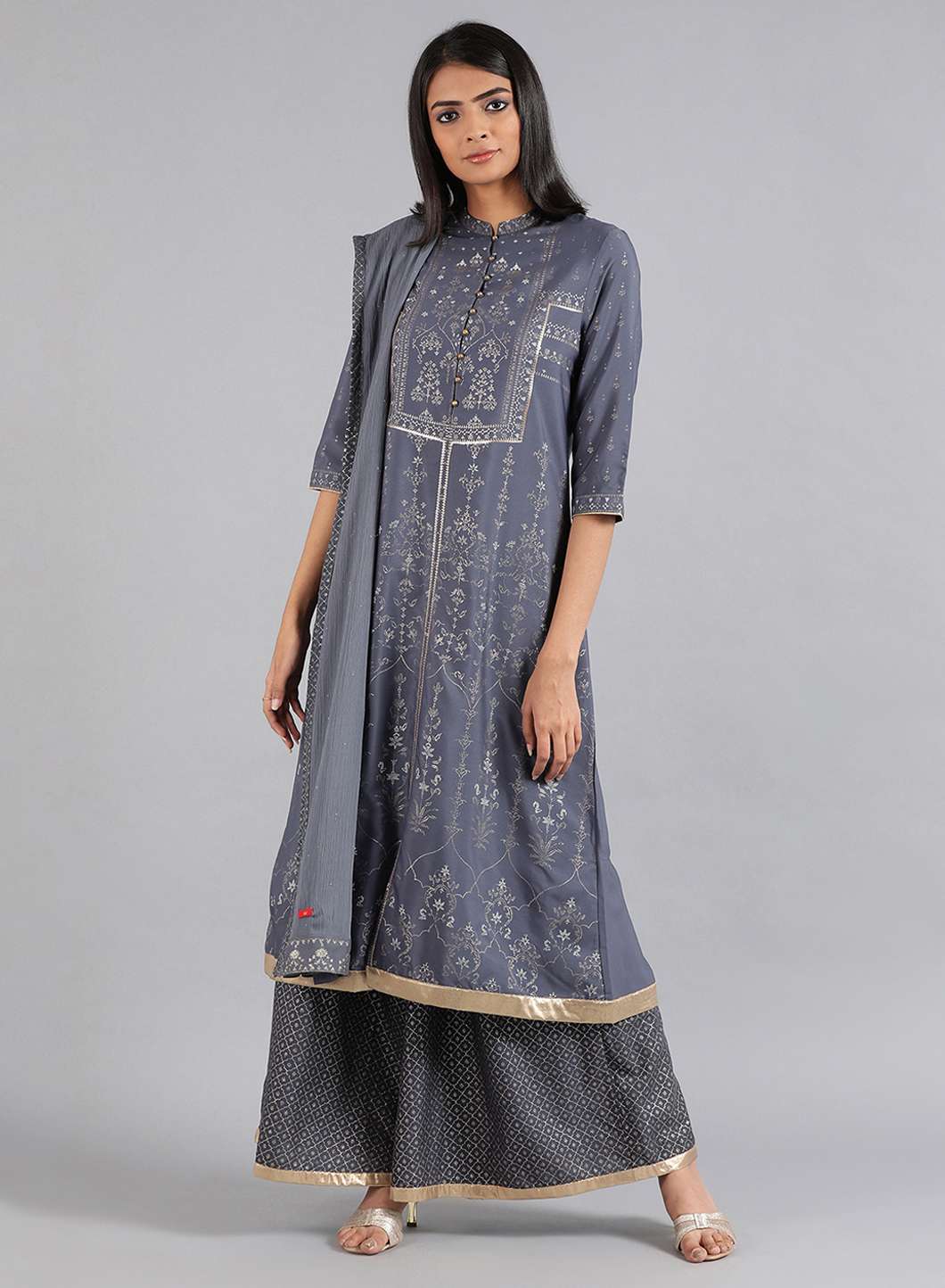 Grey Solid Dupatta